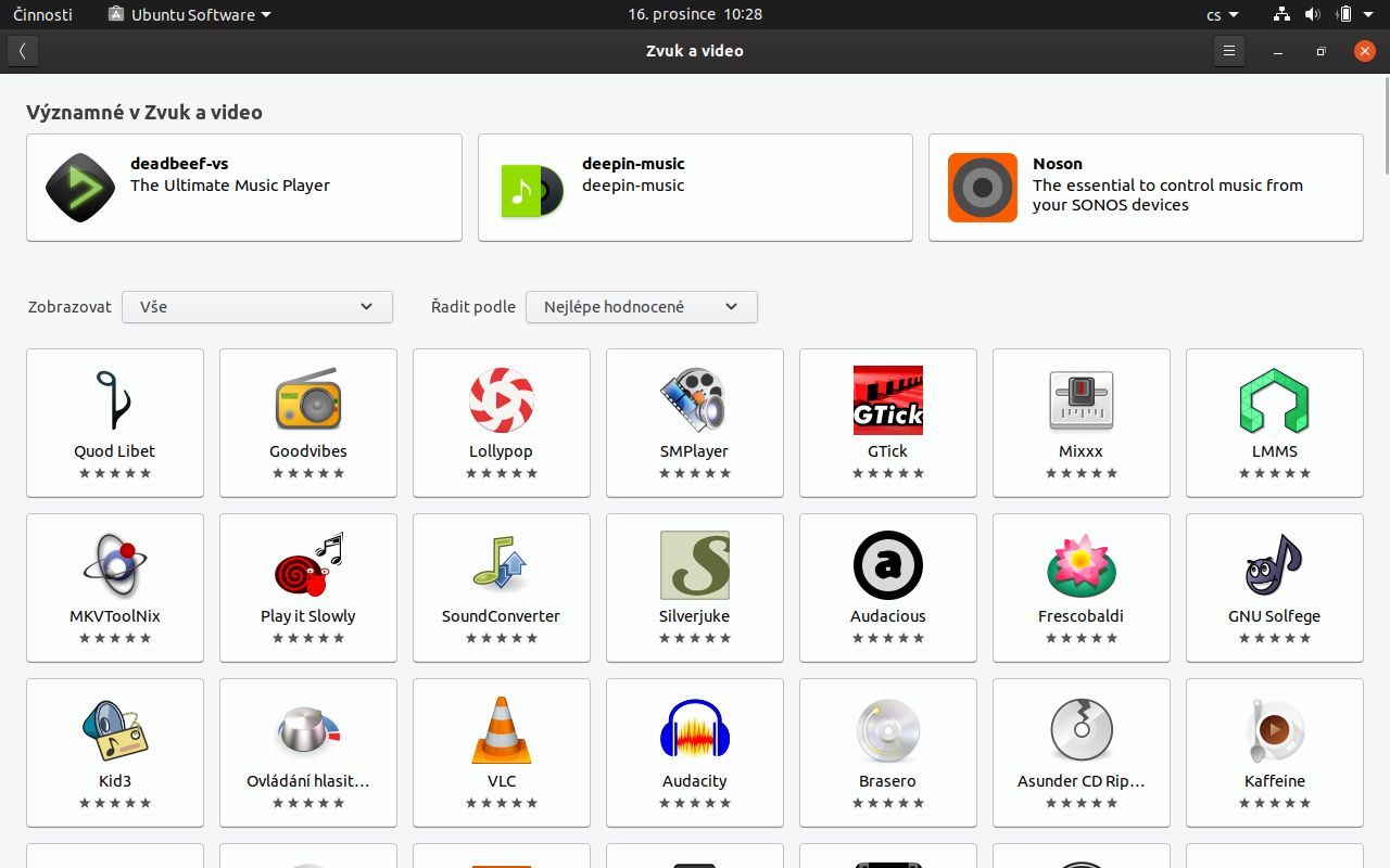 Ubuntu – Instalace nových programů přes Store aplikaci